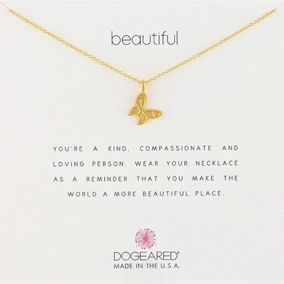Dogeared Beautiful Enchanted Butterfly Gold Dipped Charm 16"-18" Necklace New - Picture 1 of 3